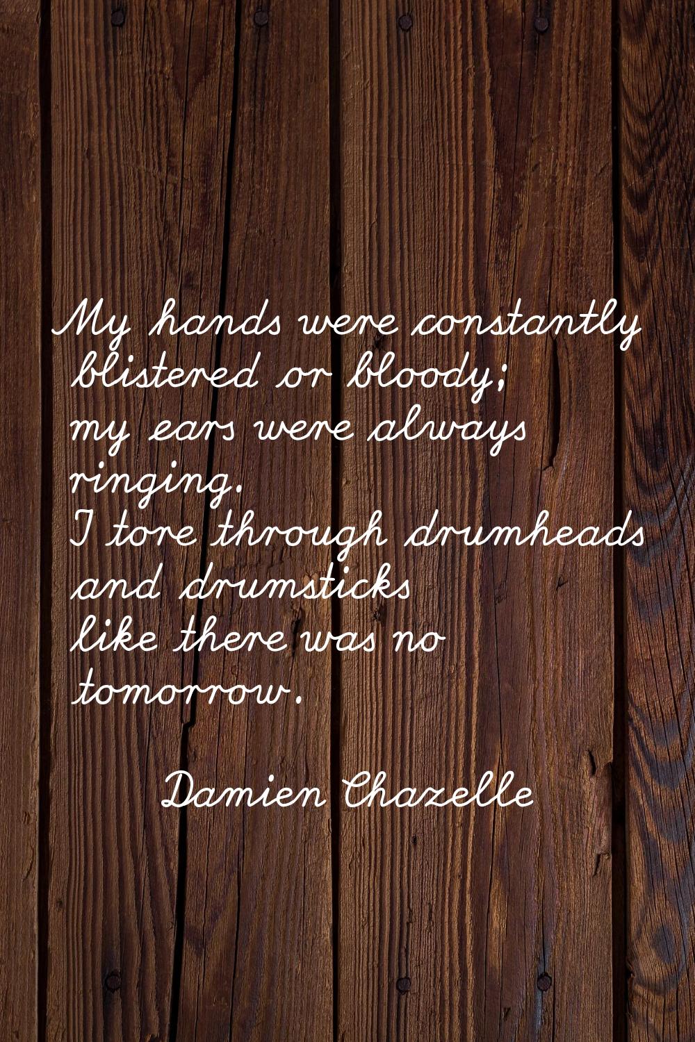 My hands were constantly blistered or bloody; my ears were always ringing. I tore through drumheads