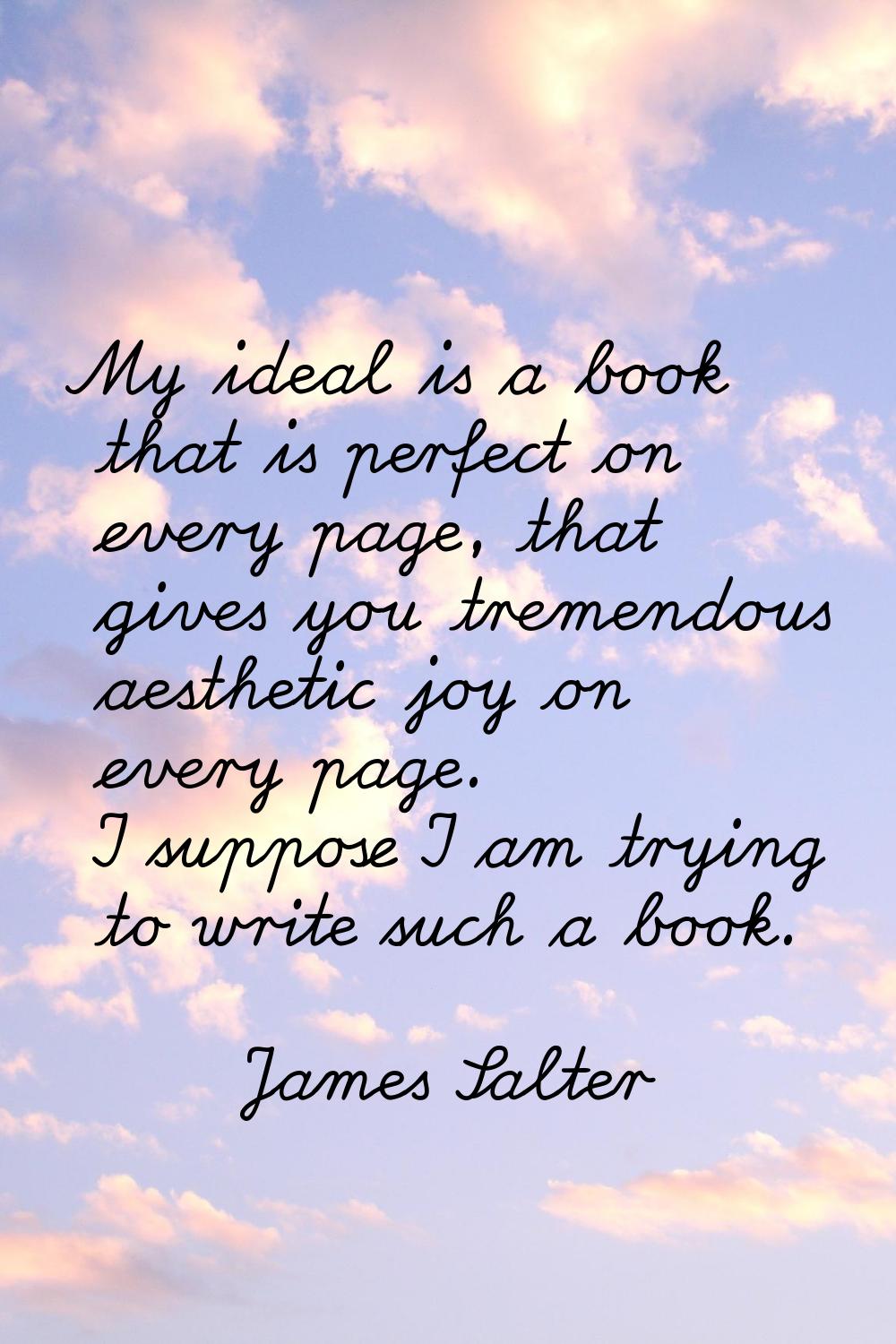 My ideal is a book that is perfect on every page, that gives you tremendous aesthetic joy on every 