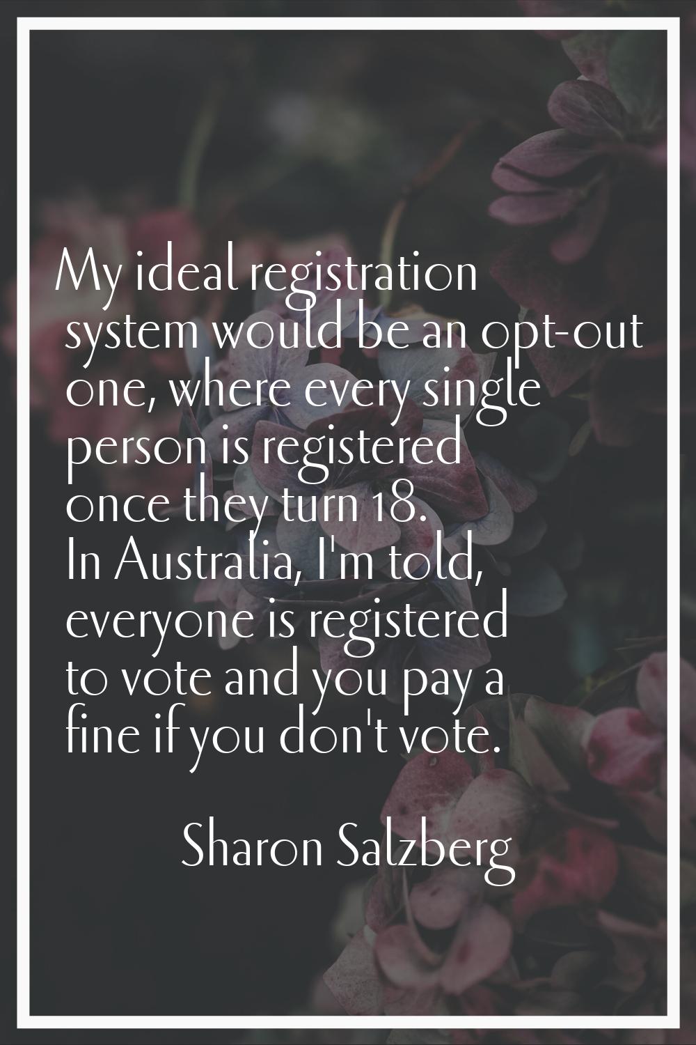 My ideal registration system would be an opt-out one, where every single person is registered once 