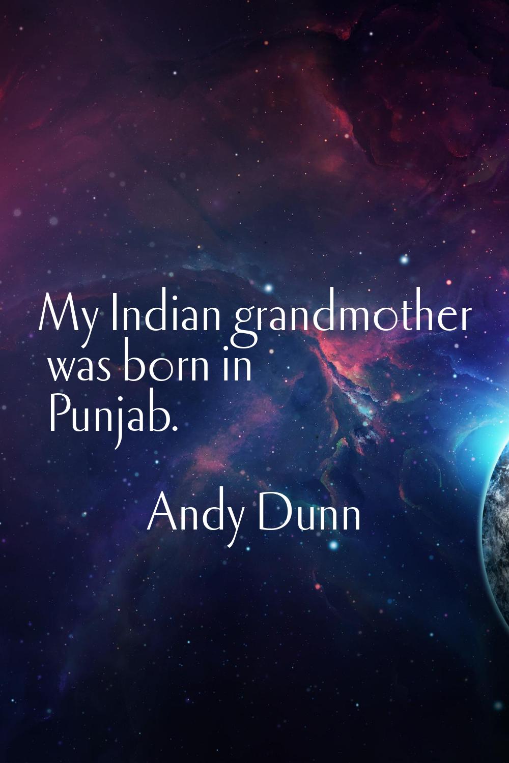 My Indian grandmother was born in Punjab.