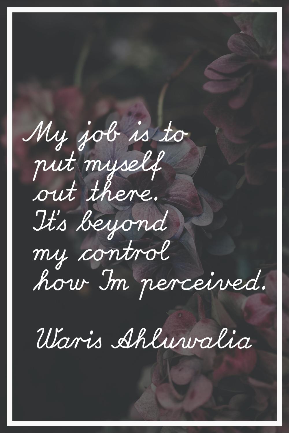 My job is to put myself out there. It's beyond my control how I'm perceived.