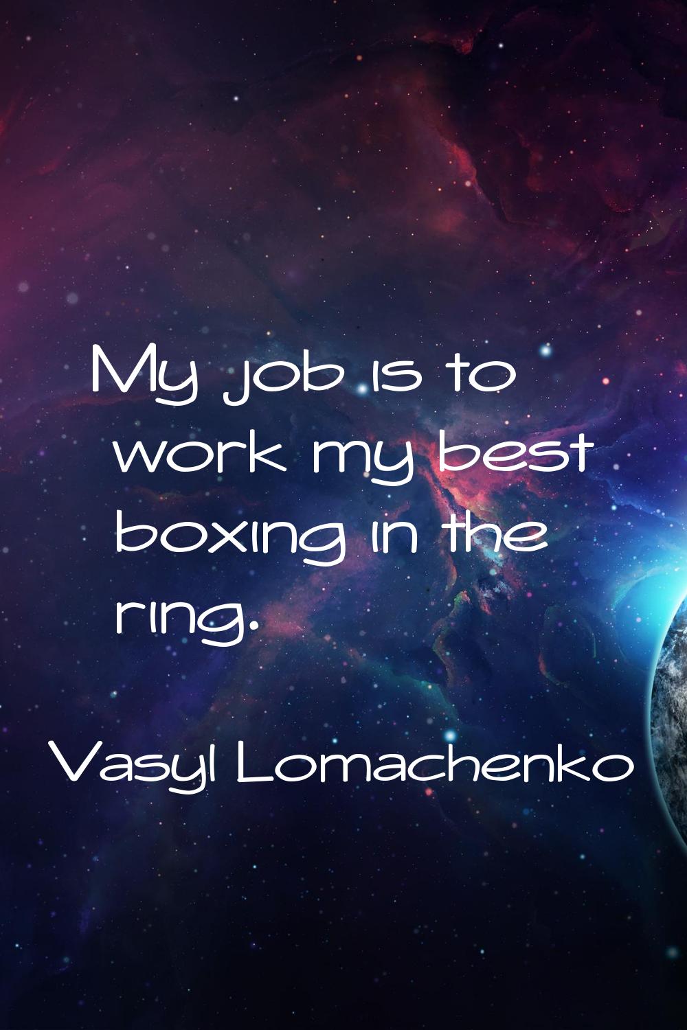 My job is to work my best boxing in the ring.