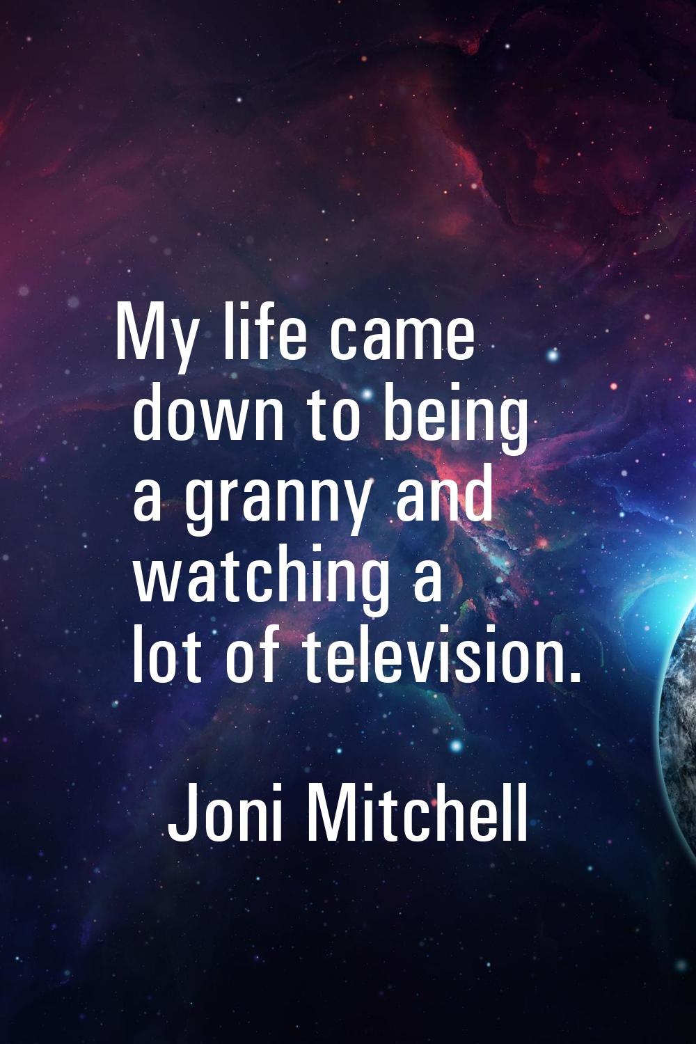 My life came down to being a granny and watching a lot of television.