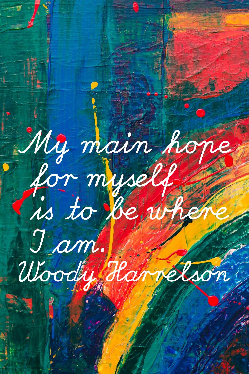 My main hope for myself is to be where I am.