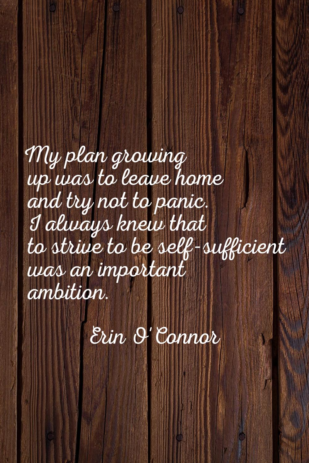 My plan growing up was to leave home and try not to panic. I always knew that to strive to be self-