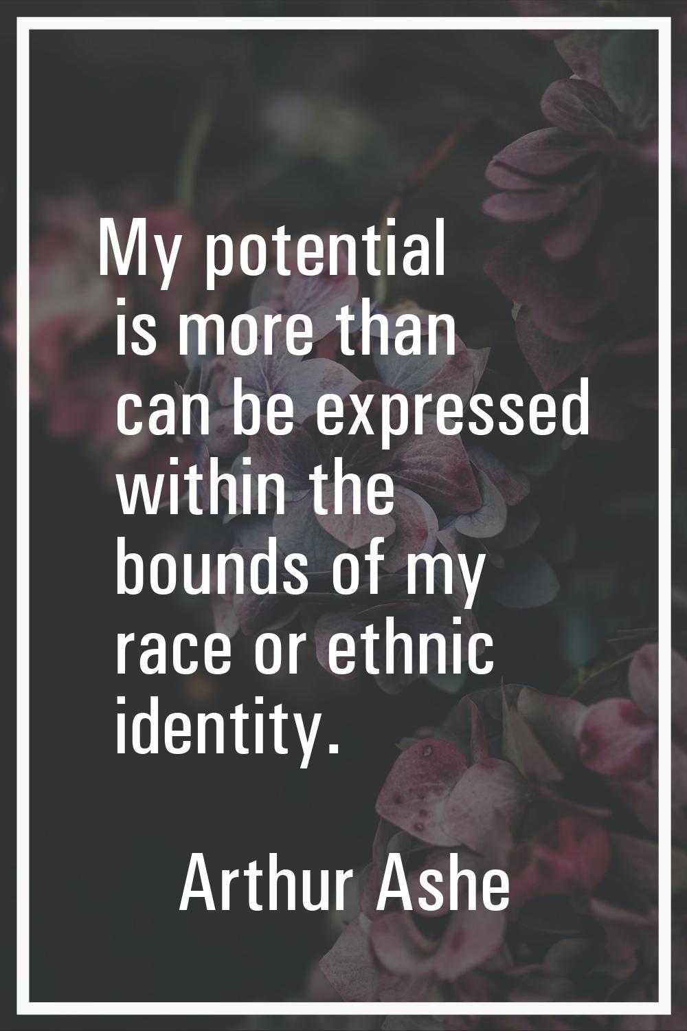 My potential is more than can be expressed within the bounds of my race or ethnic identity.