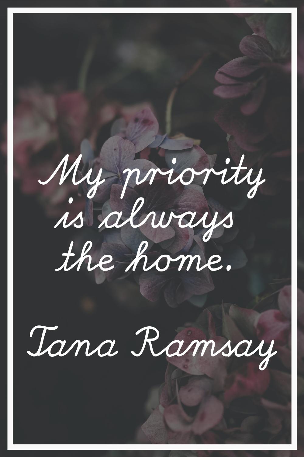 My priority is always the home.