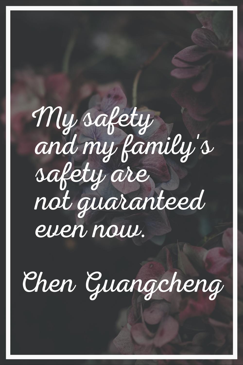 My safety and my family's safety are not guaranteed even now.