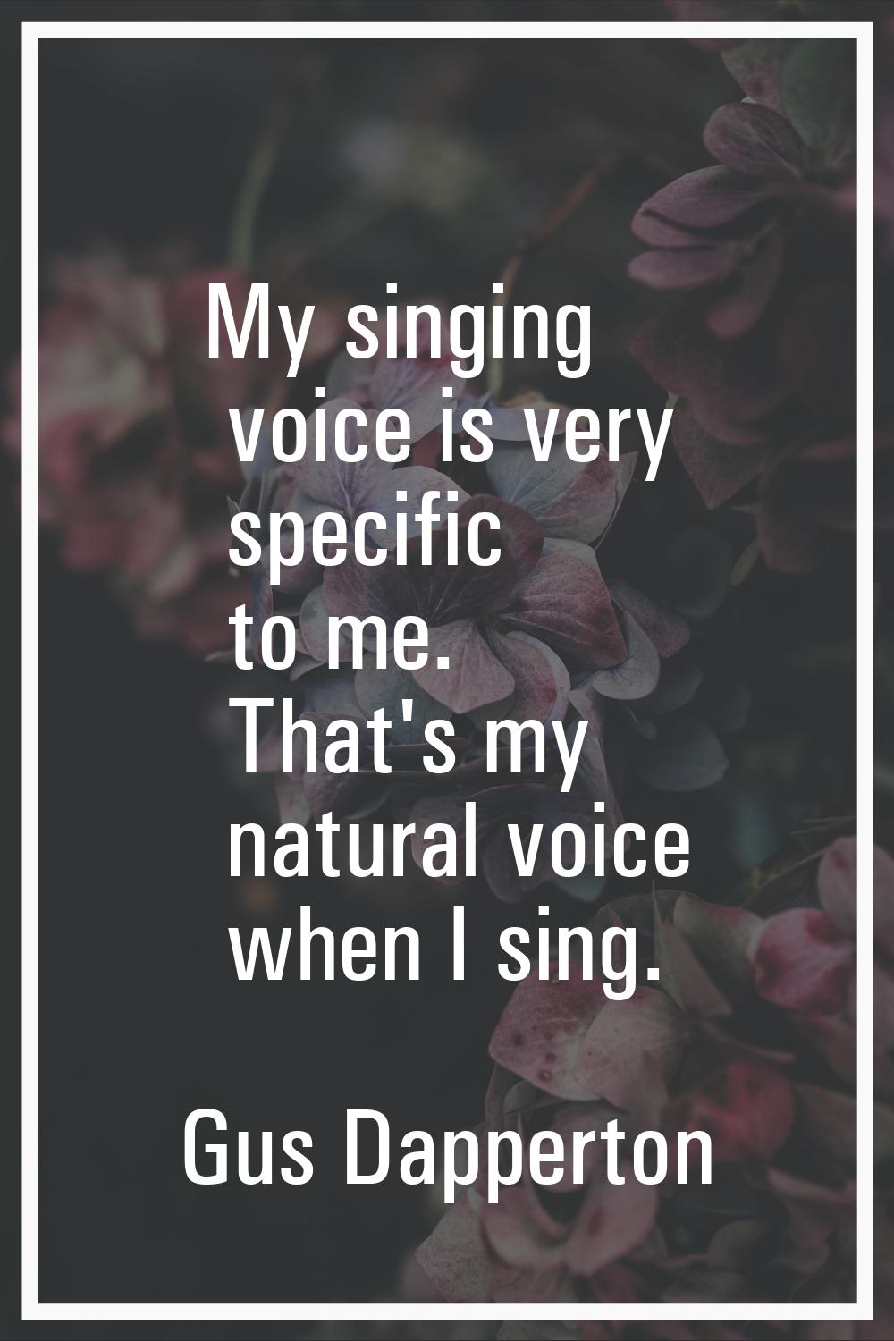 My singing voice is very specific to me. That's my natural voice when I sing.