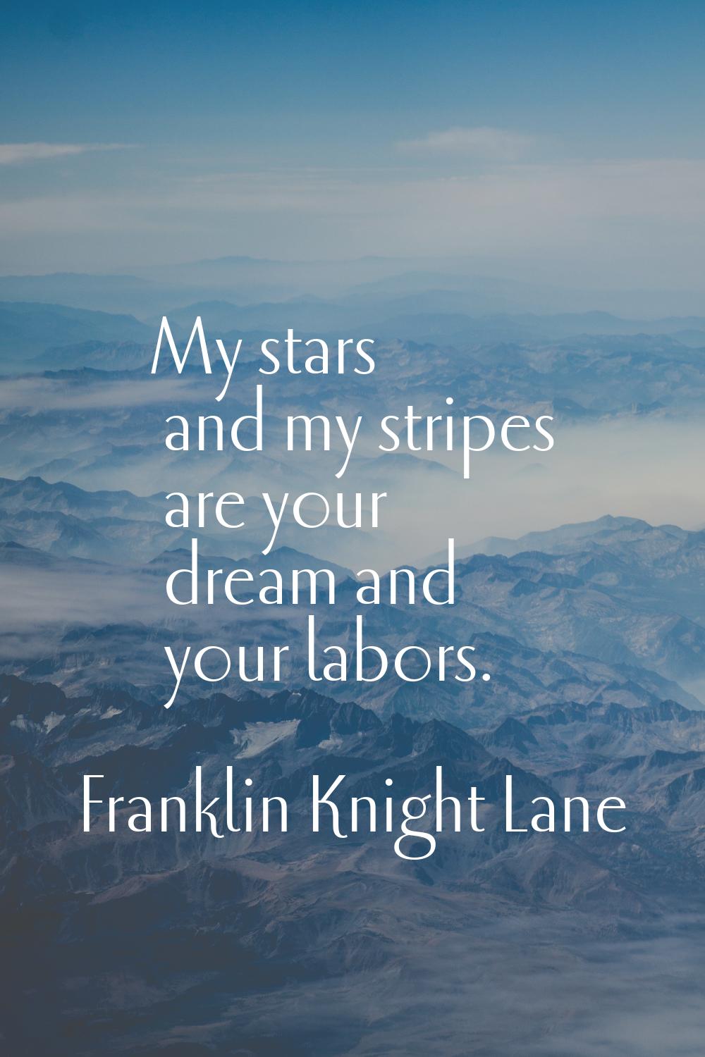 My stars and my stripes are your dream and your labors.