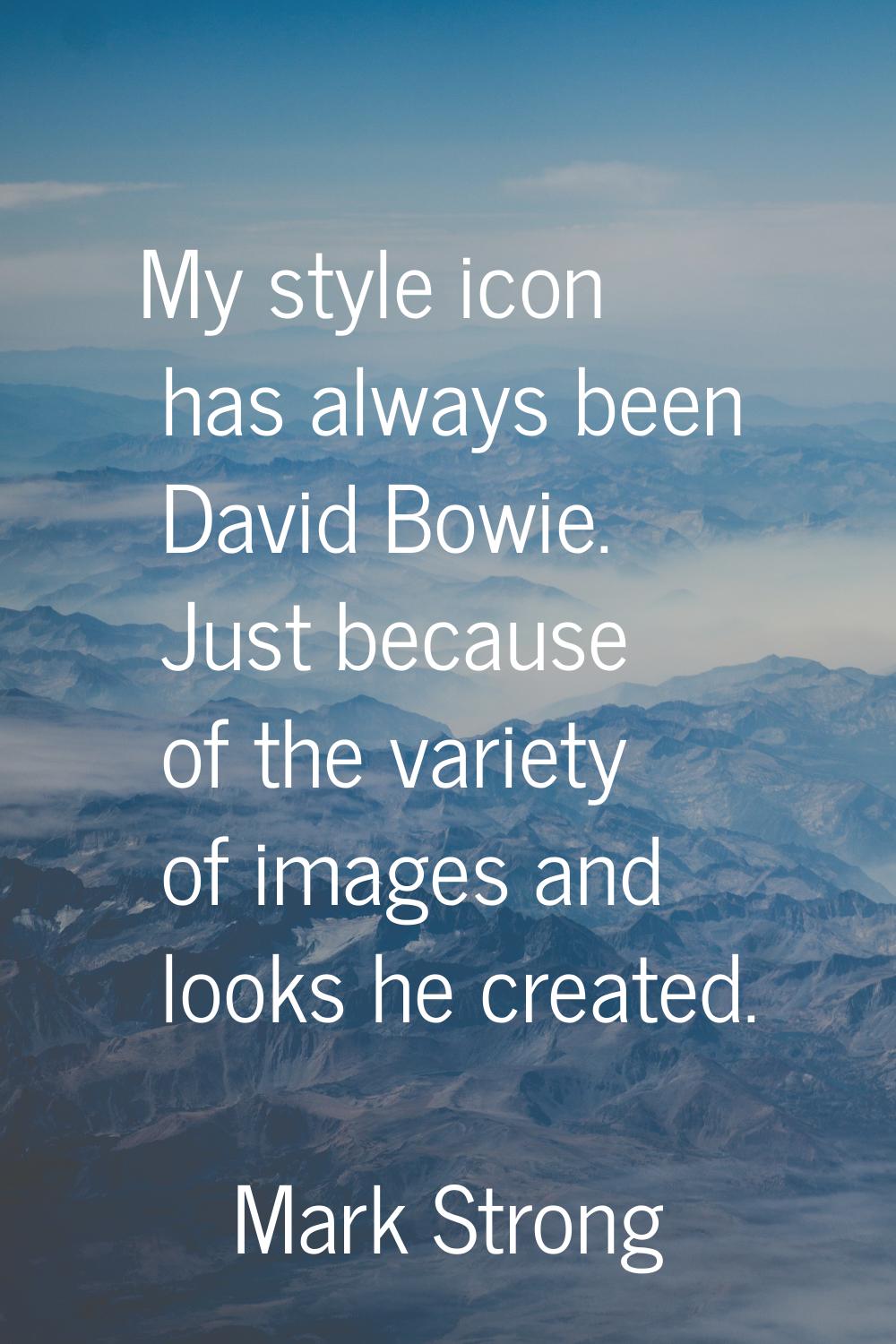 My style icon has always been David Bowie. Just because of the variety of images and looks he creat