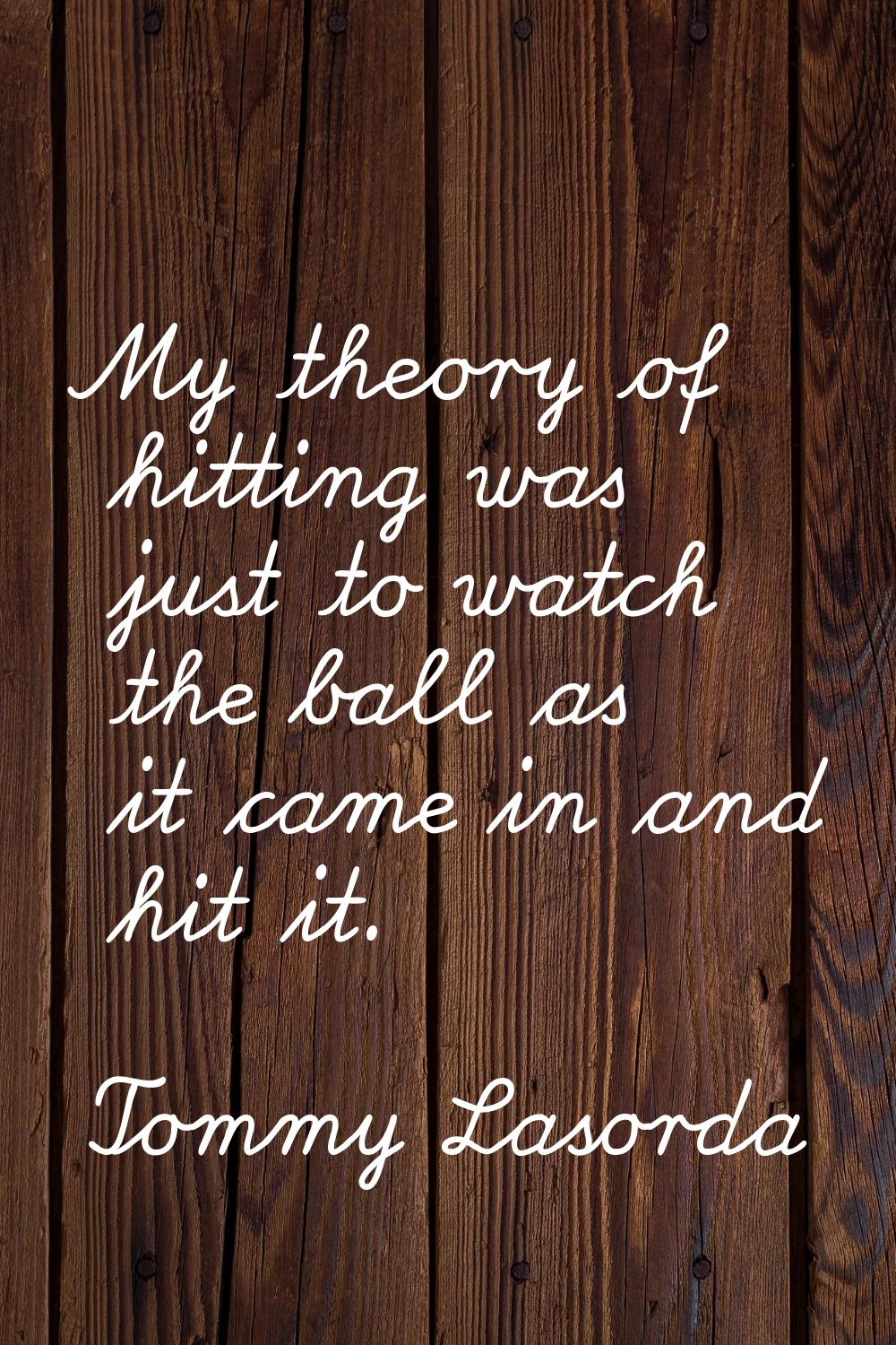 My theory of hitting was just to watch the ball as it came in and hit it.