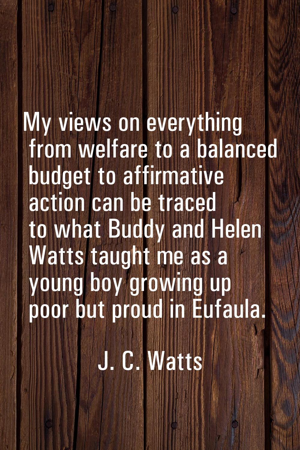 My views on everything from welfare to a balanced budget to affirmative action can be traced to wha