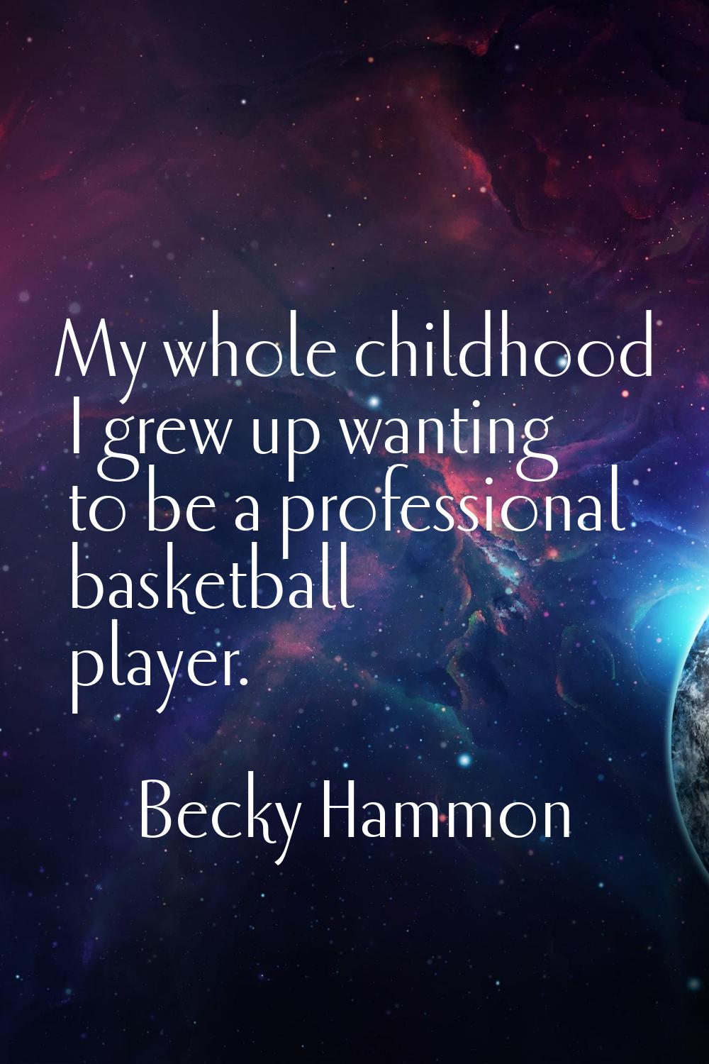 My whole childhood I grew up wanting to be a professional basketball player.