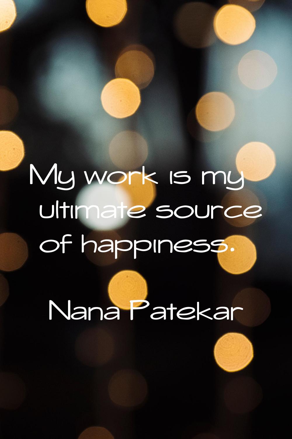 My work is my ultimate source of happiness.