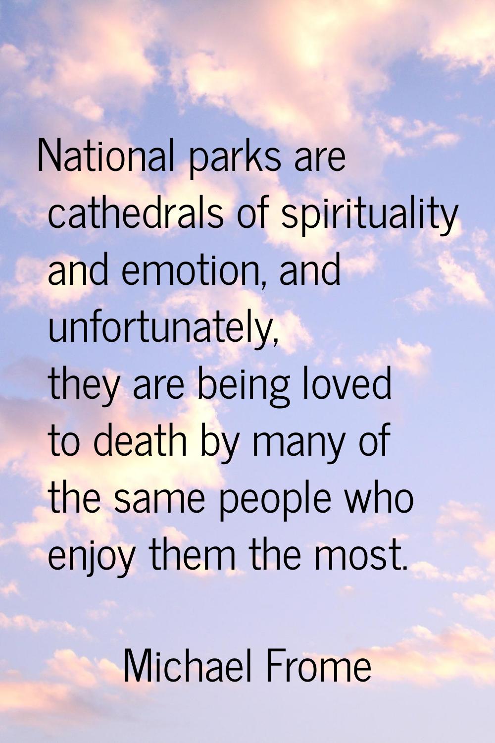National parks are cathedrals of spirituality and emotion, and unfortunately, they are being loved 