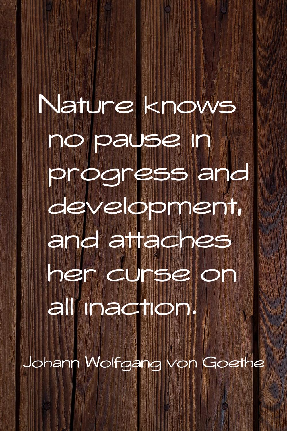 Nature knows no pause in progress and development, and attaches her curse on all inaction.