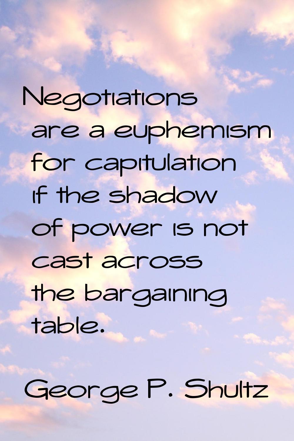 Negotiations are a euphemism for capitulation if the shadow of power is not cast across the bargain