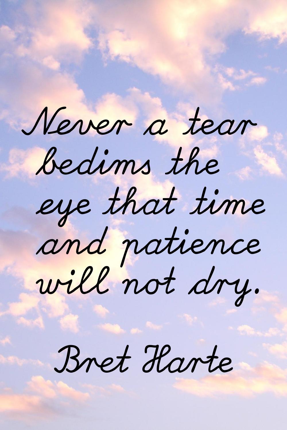 Never a tear bedims the eye that time and patience will not dry.