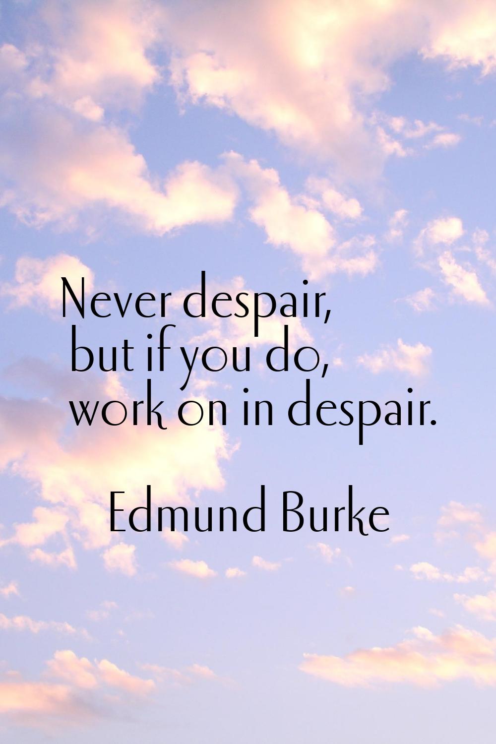 Never despair, but if you do, work on in despair.