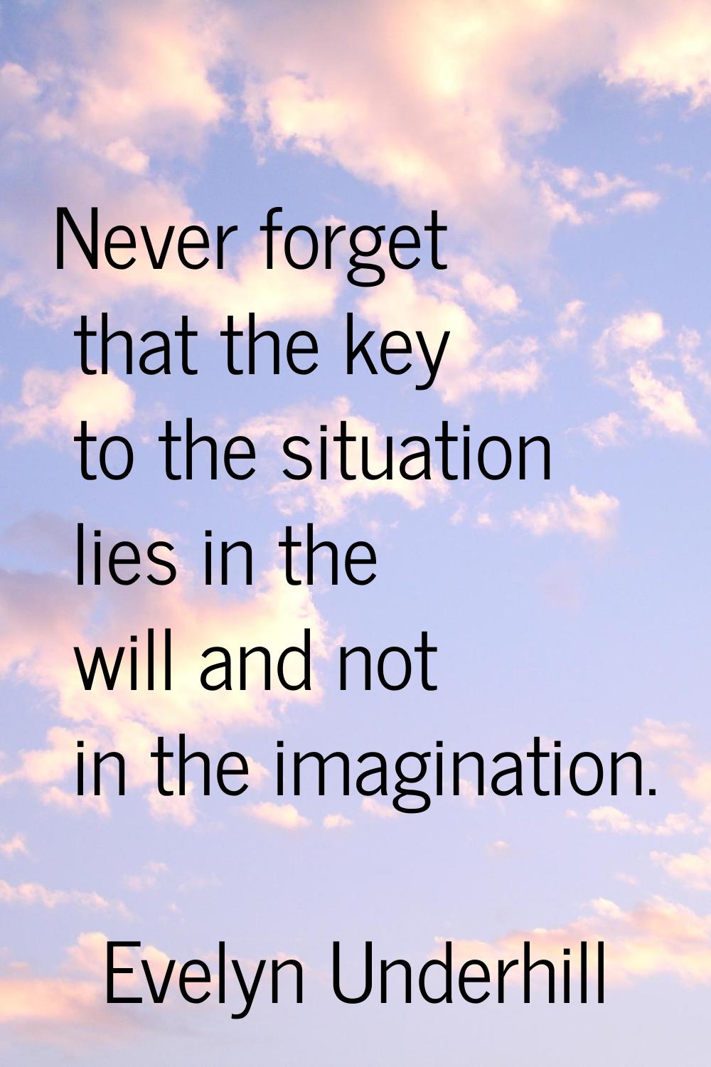 Never forget that the key to the situation lies in the will and not in the imagination.