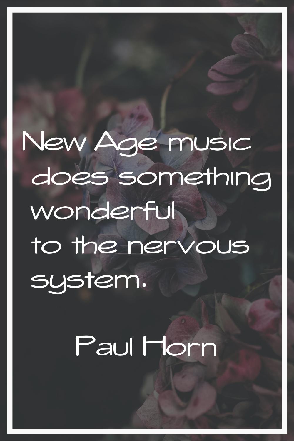 New Age music does something wonderful to the nervous system.