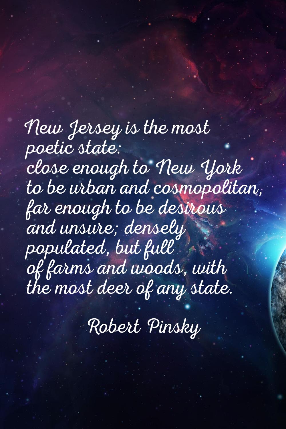 New Jersey is the most poetic state: close enough to New York to be urban and cosmopolitan, far eno
