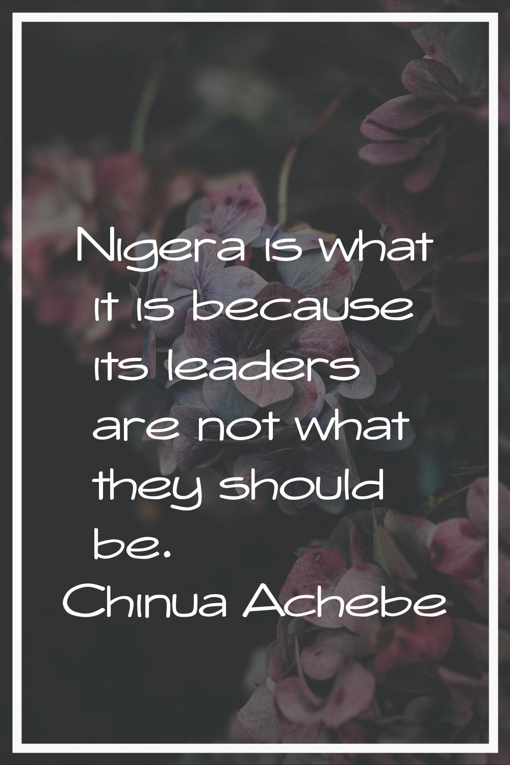 Nigera is what it is because its leaders are not what they should be.