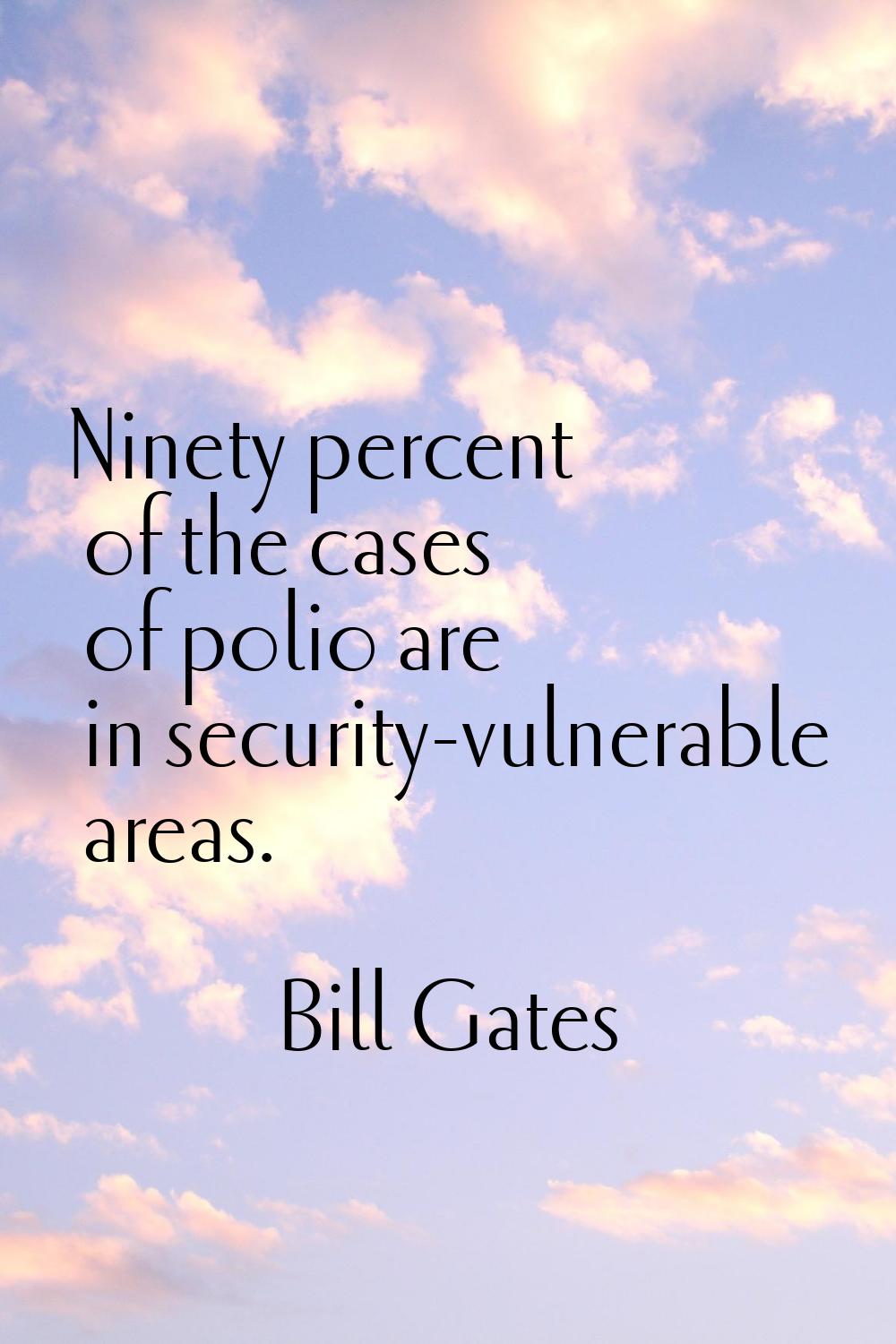 Ninety percent of the cases of polio are in security-vulnerable areas.