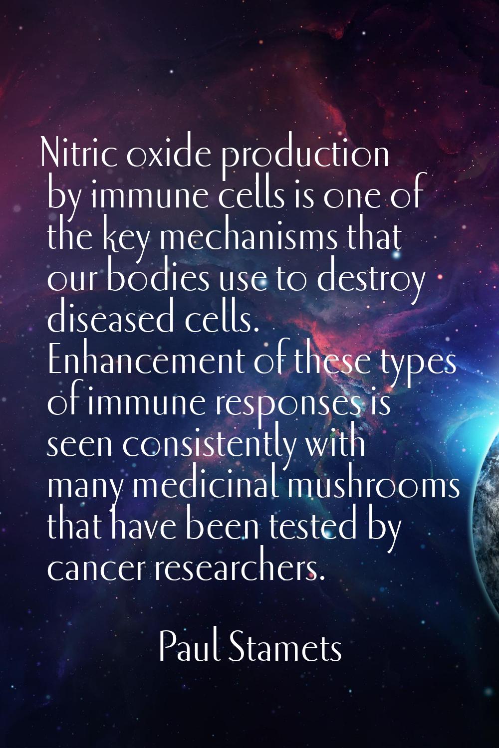 Nitric oxide production by immune cells is one of the key mechanisms that our bodies use to destroy
