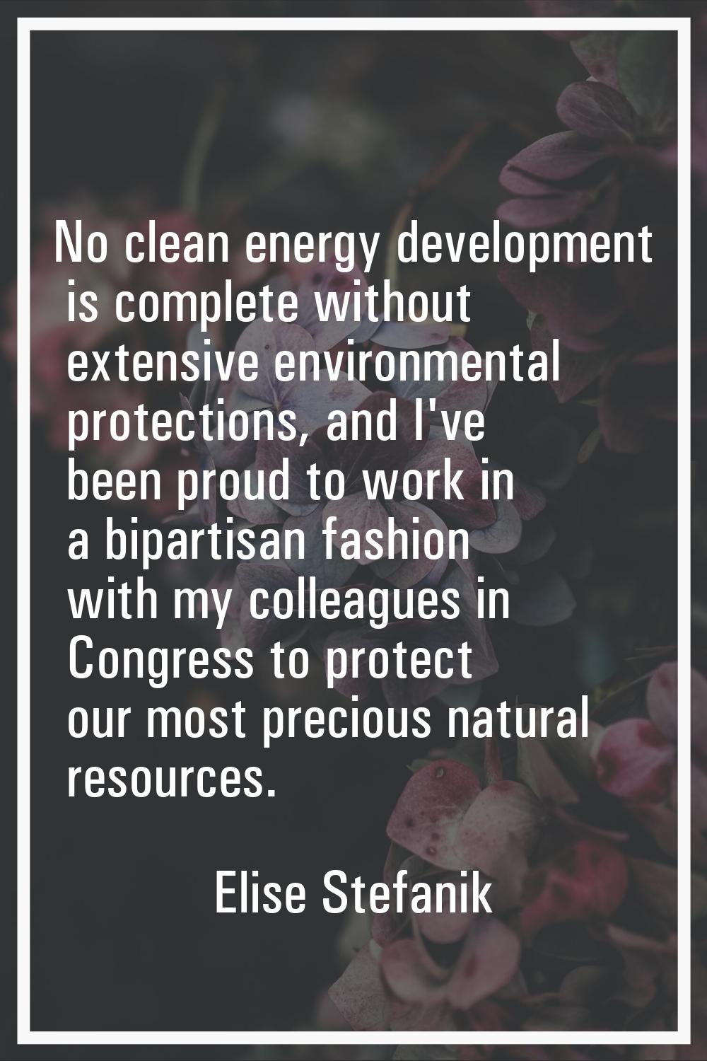 No clean energy development is complete without extensive environmental protections, and I've been 