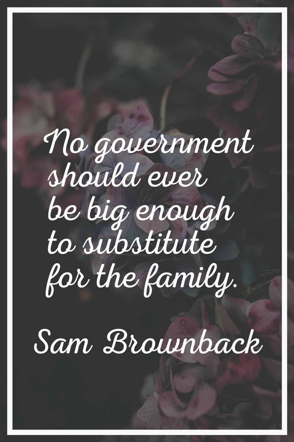 No government should ever be big enough to substitute for the family.