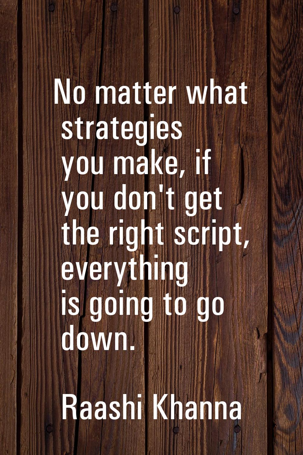 No matter what strategies you make, if you don't get the right script, everything is going to go do