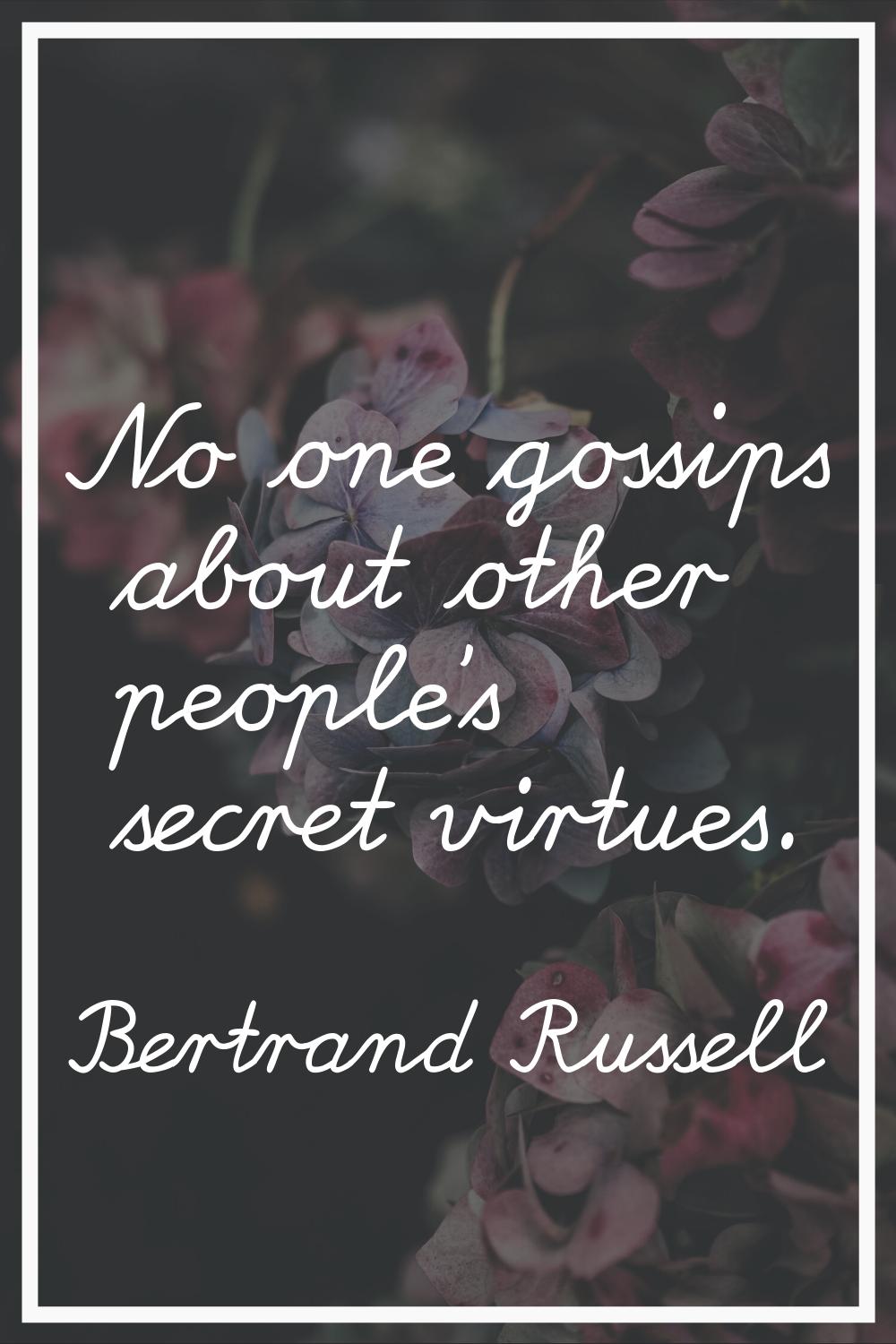 No one gossips about other people's secret virtues.