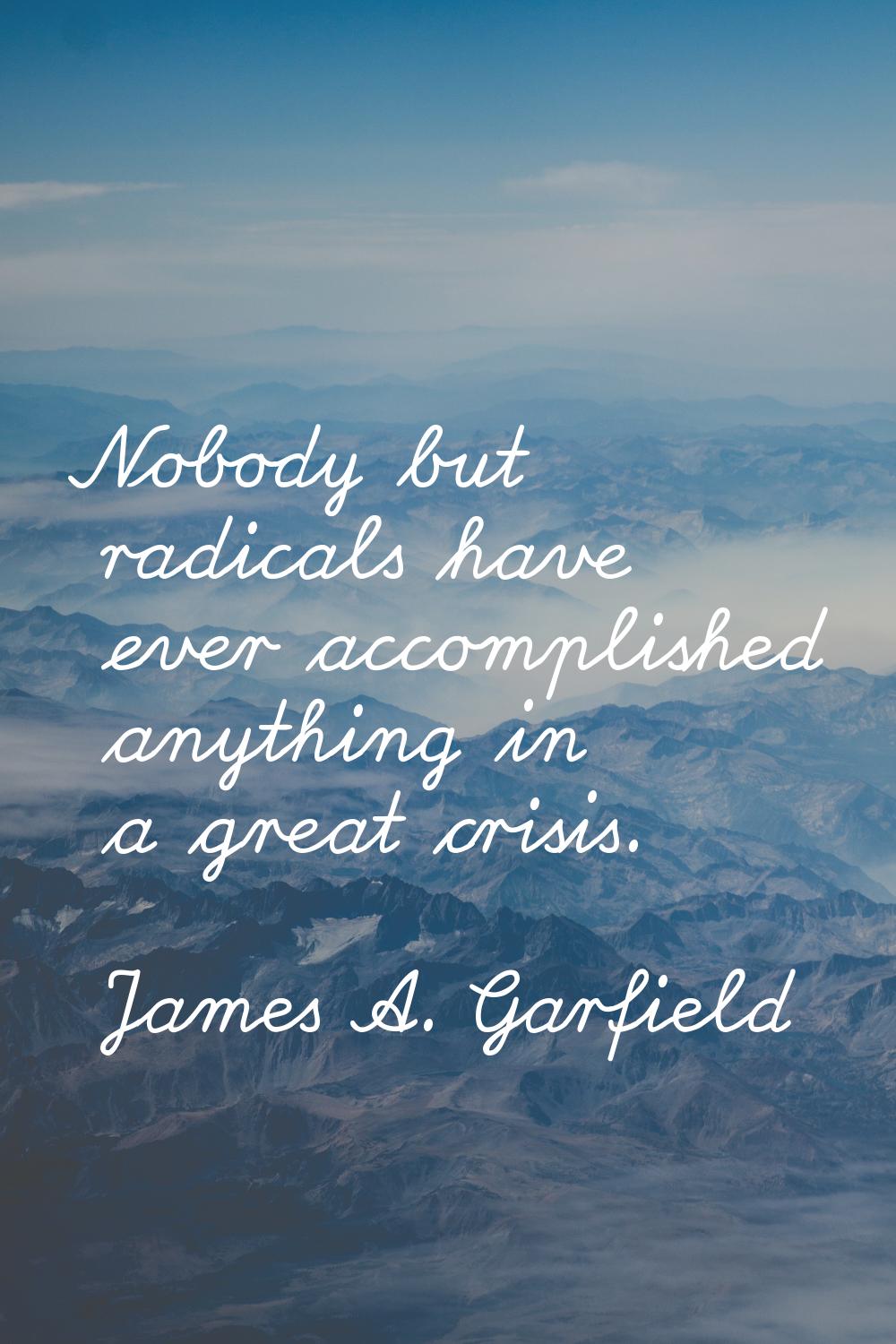 Nobody but radicals have ever accomplished anything in a great crisis.