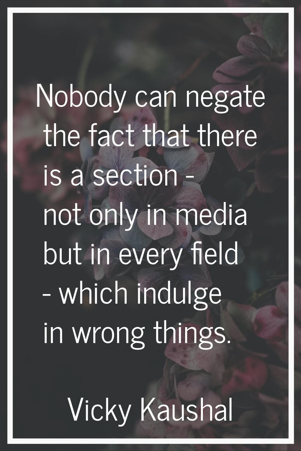 Nobody can negate the fact that there is a section - not only in media but in every field - which i