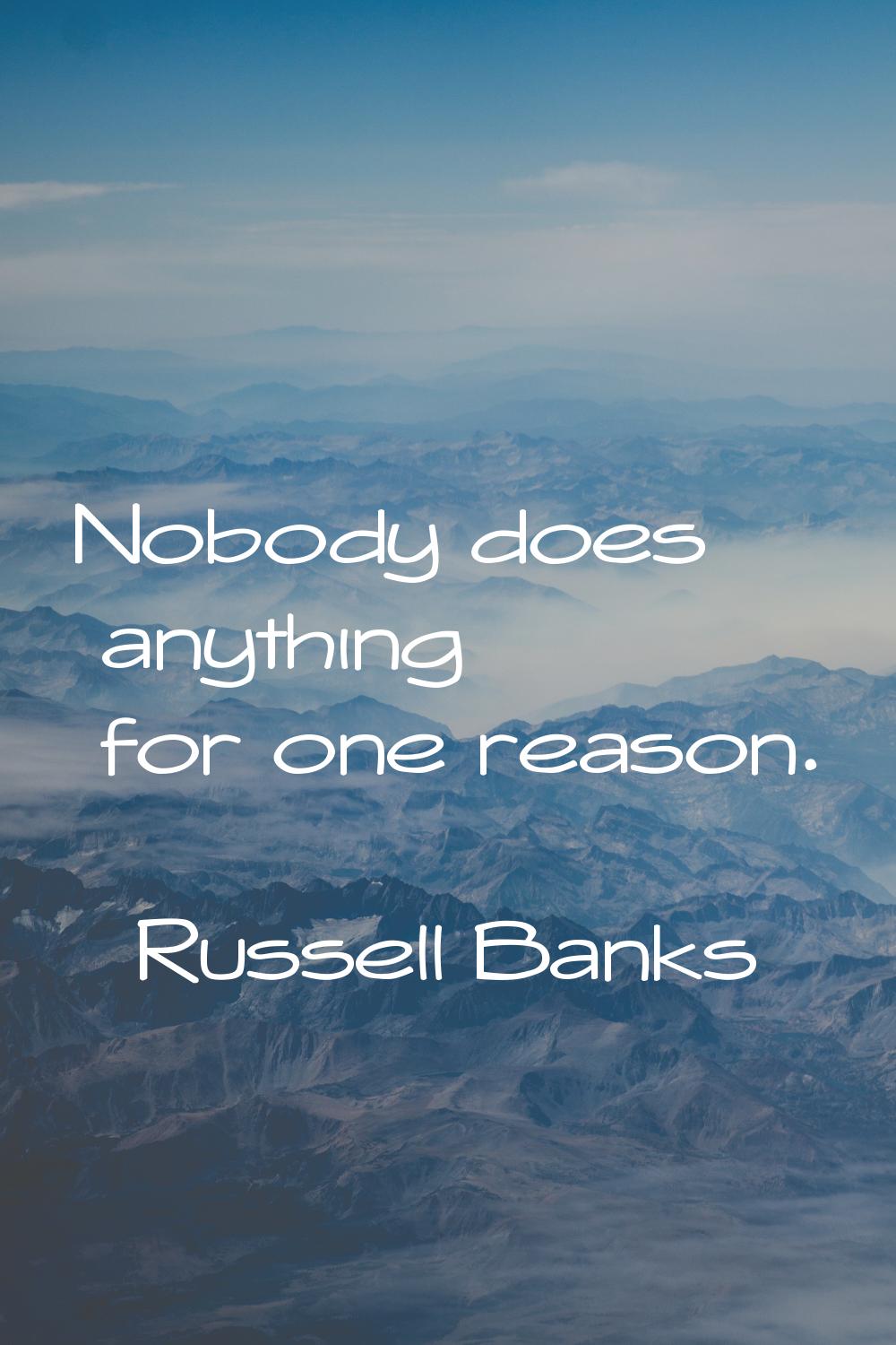Nobody does anything for one reason.