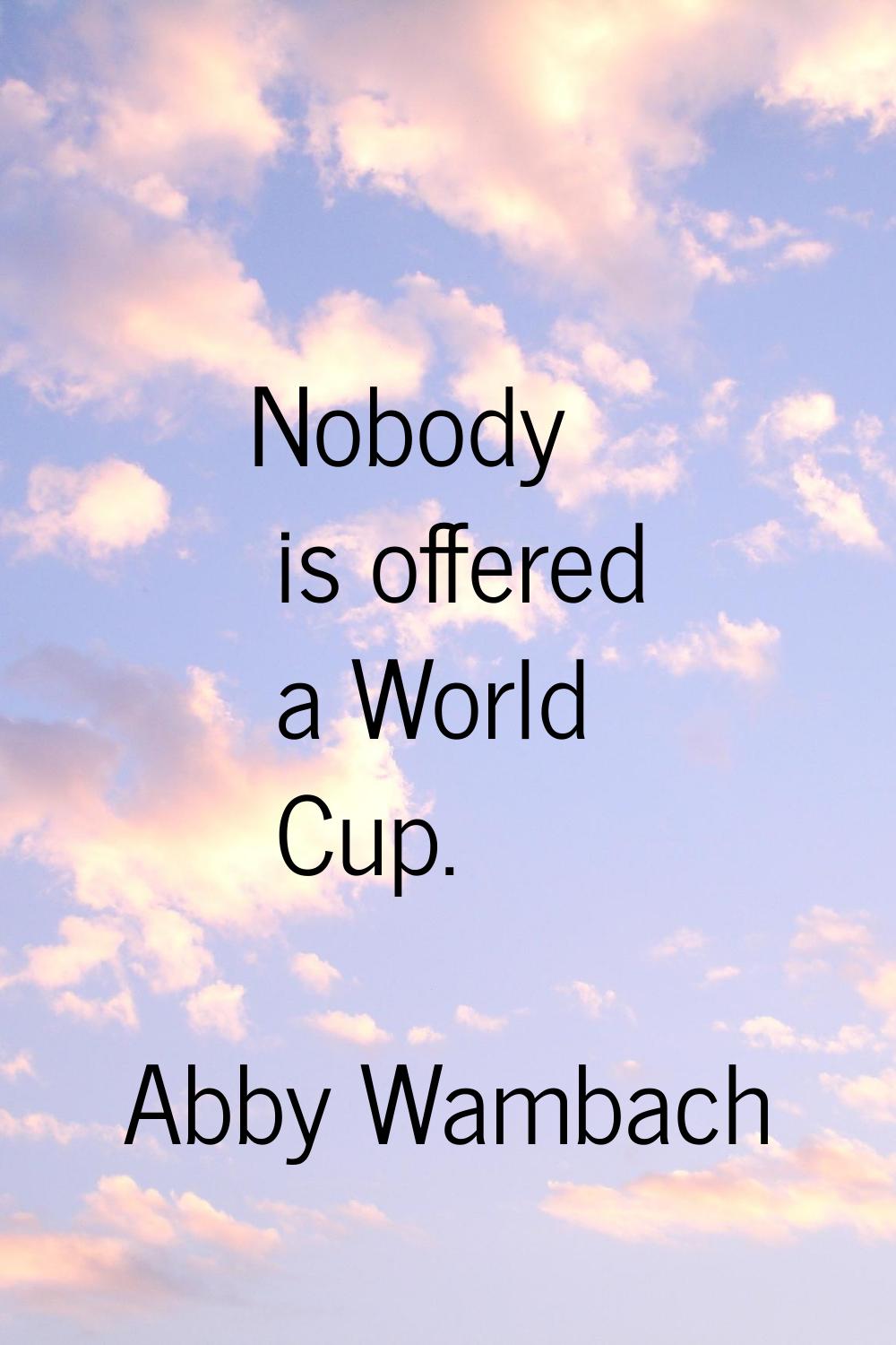 Nobody is offered a World Cup.