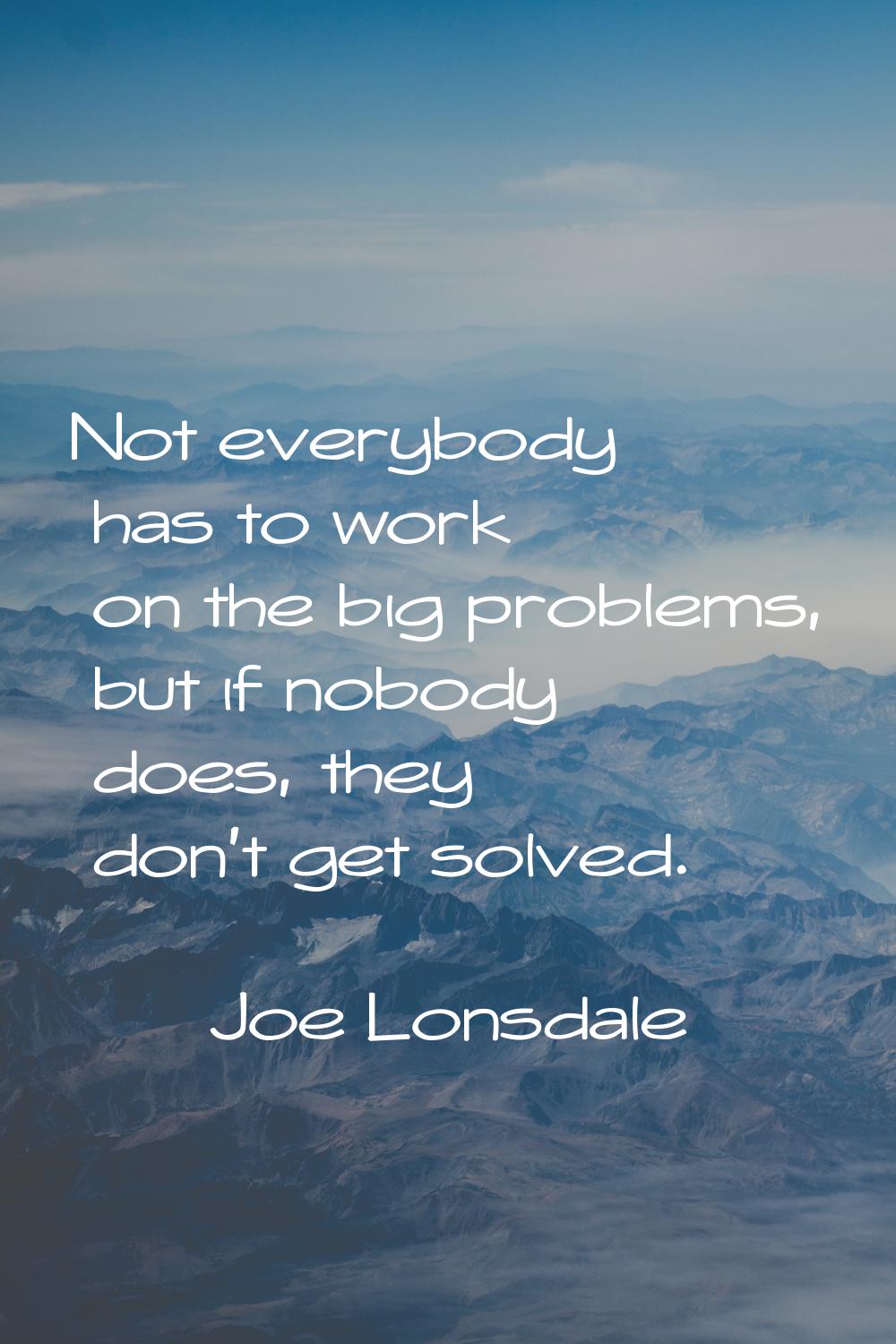 Not everybody has to work on the big problems, but if nobody does, they don't get solved.