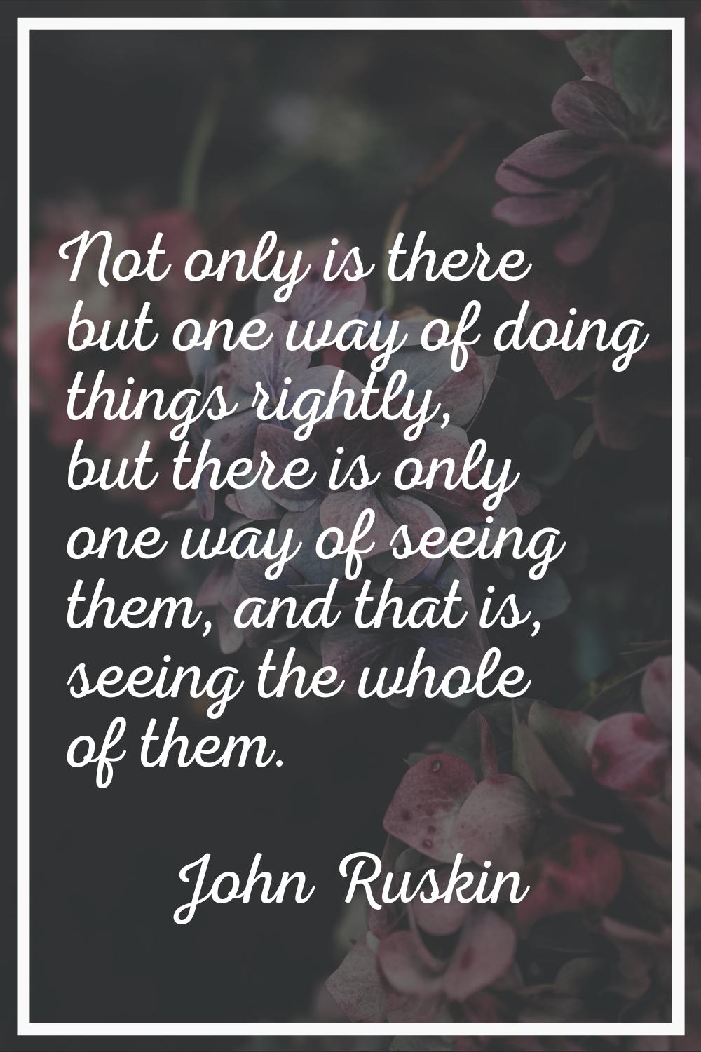 Not only is there but one way of doing things rightly, but there is only one way of seeing them, an