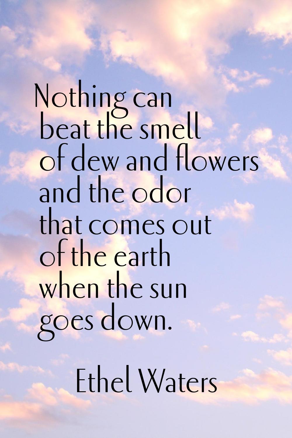 Nothing can beat the smell of dew and flowers and the odor that comes out of the earth when the sun