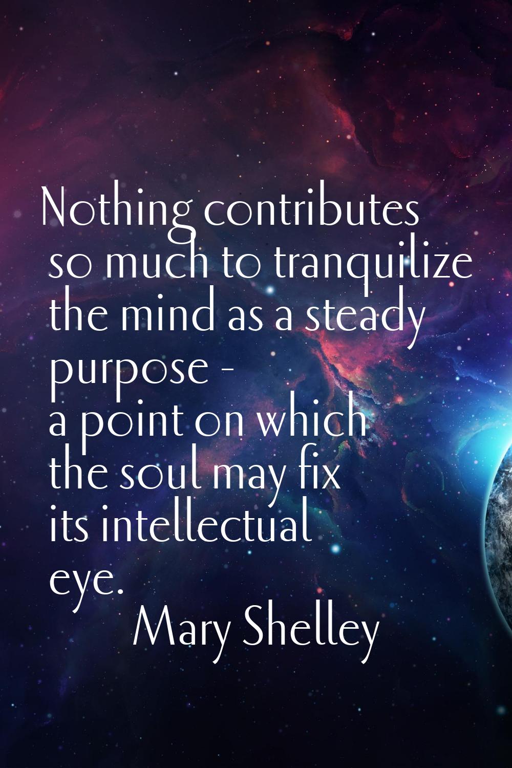 Nothing contributes so much to tranquilize the mind as a steady purpose - a point on which the soul