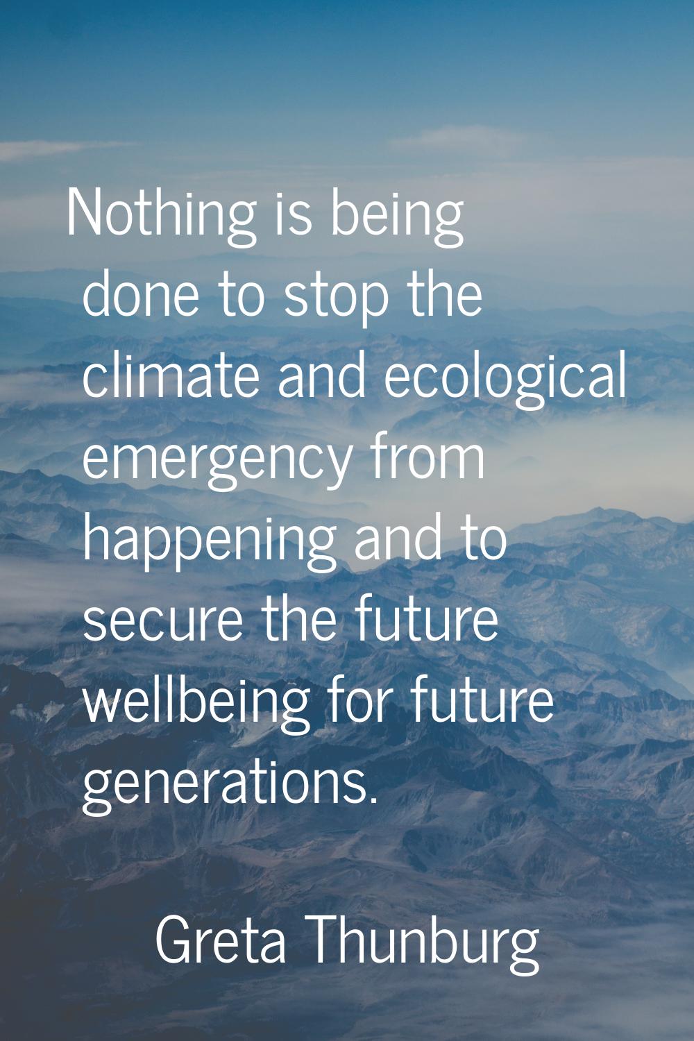 Nothing is being done to stop the climate and ecological emergency from happening and to secure the