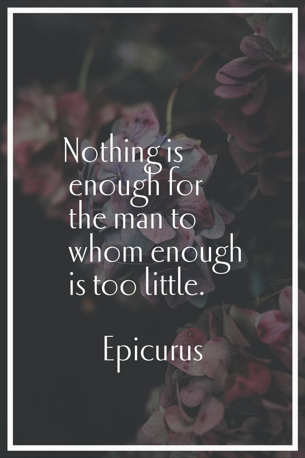 Nothing is enough for the man to whom enough is too little.