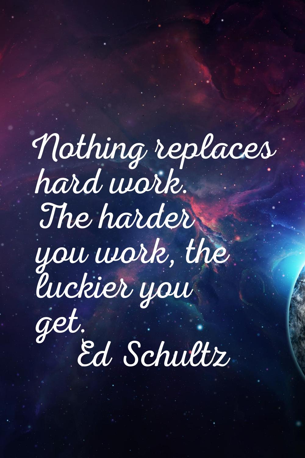 Nothing replaces hard work. The harder you work, the luckier you get.