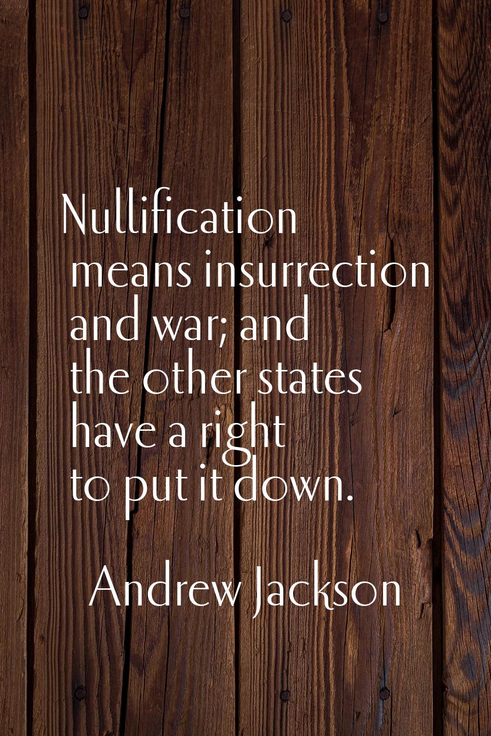 Nullification means insurrection and war; and the other states have a right to put it down.