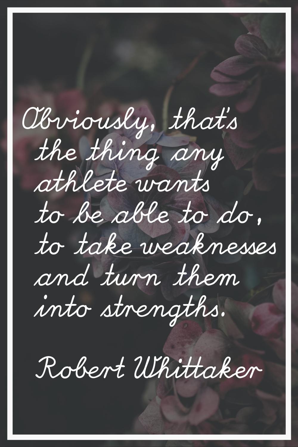 Obviously, that's the thing any athlete wants to be able to do, to take weaknesses and turn them in
