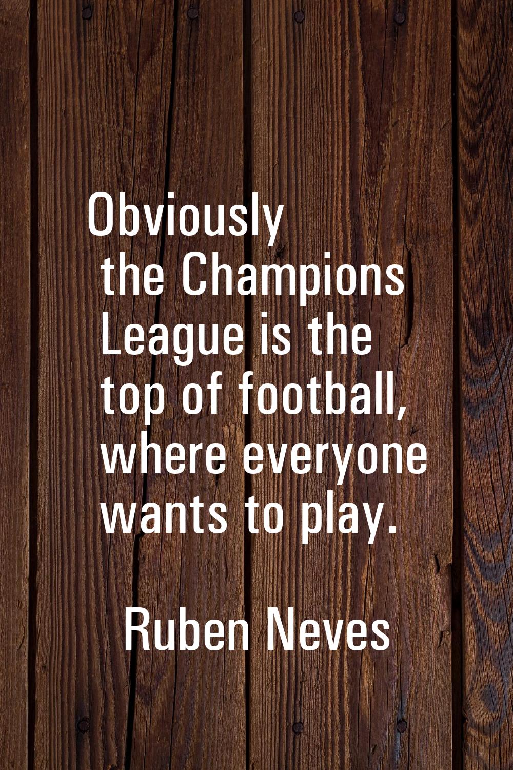 Obviously the Champions League is the top of football, where everyone wants to play.