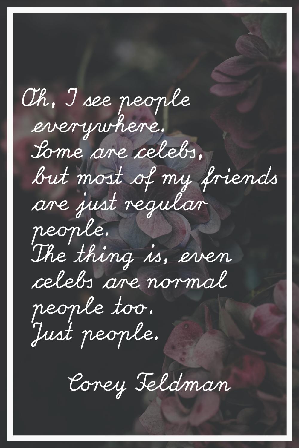 Oh, I see people everywhere. Some are celebs, but most of my friends are just regular people. The t