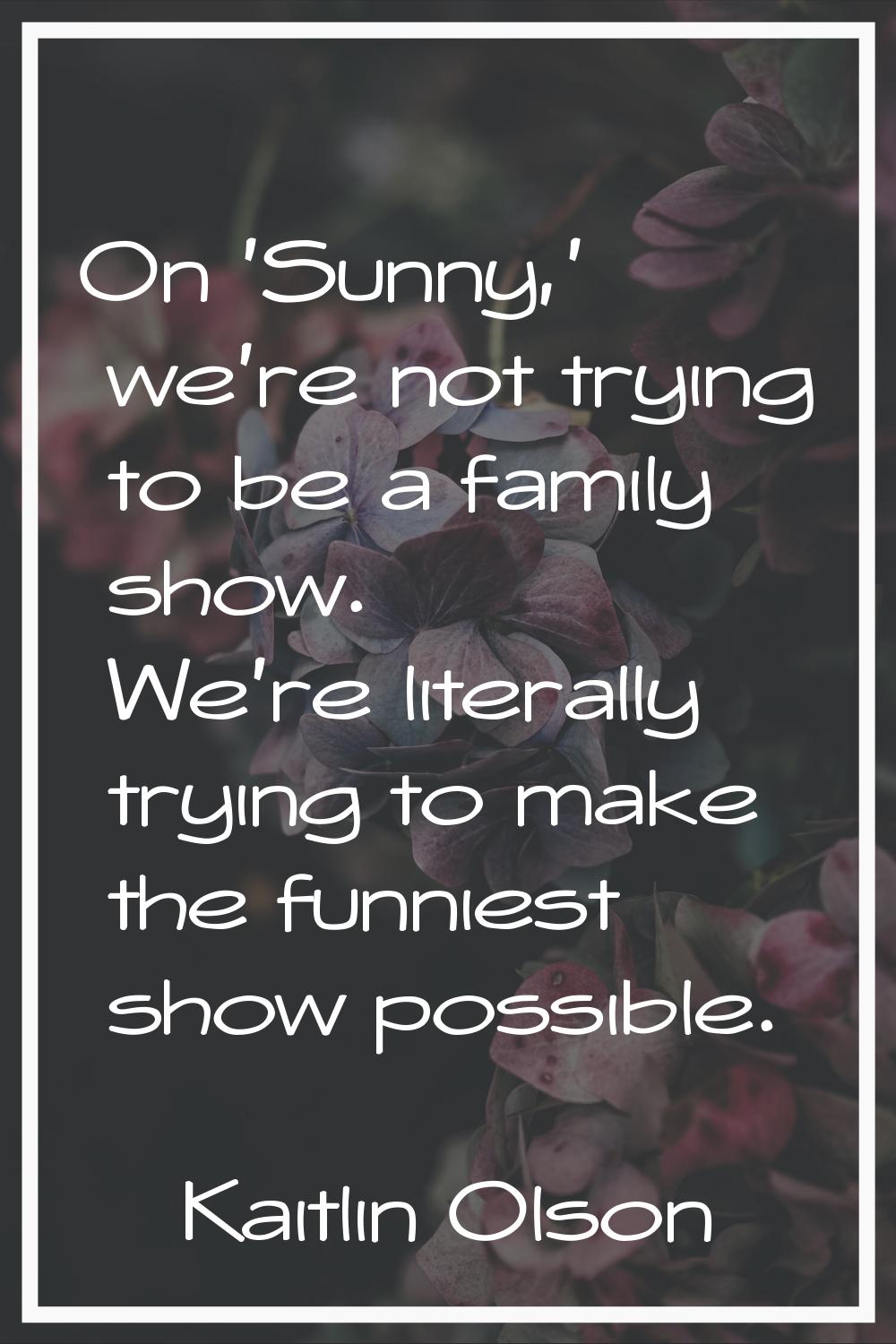 On 'Sunny,' we're not trying to be a family show. We're literally trying to make the funniest show 
